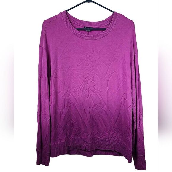 Splendid Women’s Super Soft Jersey Ombre Orchid Dip Dye Sweatshirt Pullover Top - Picture 1 of 8